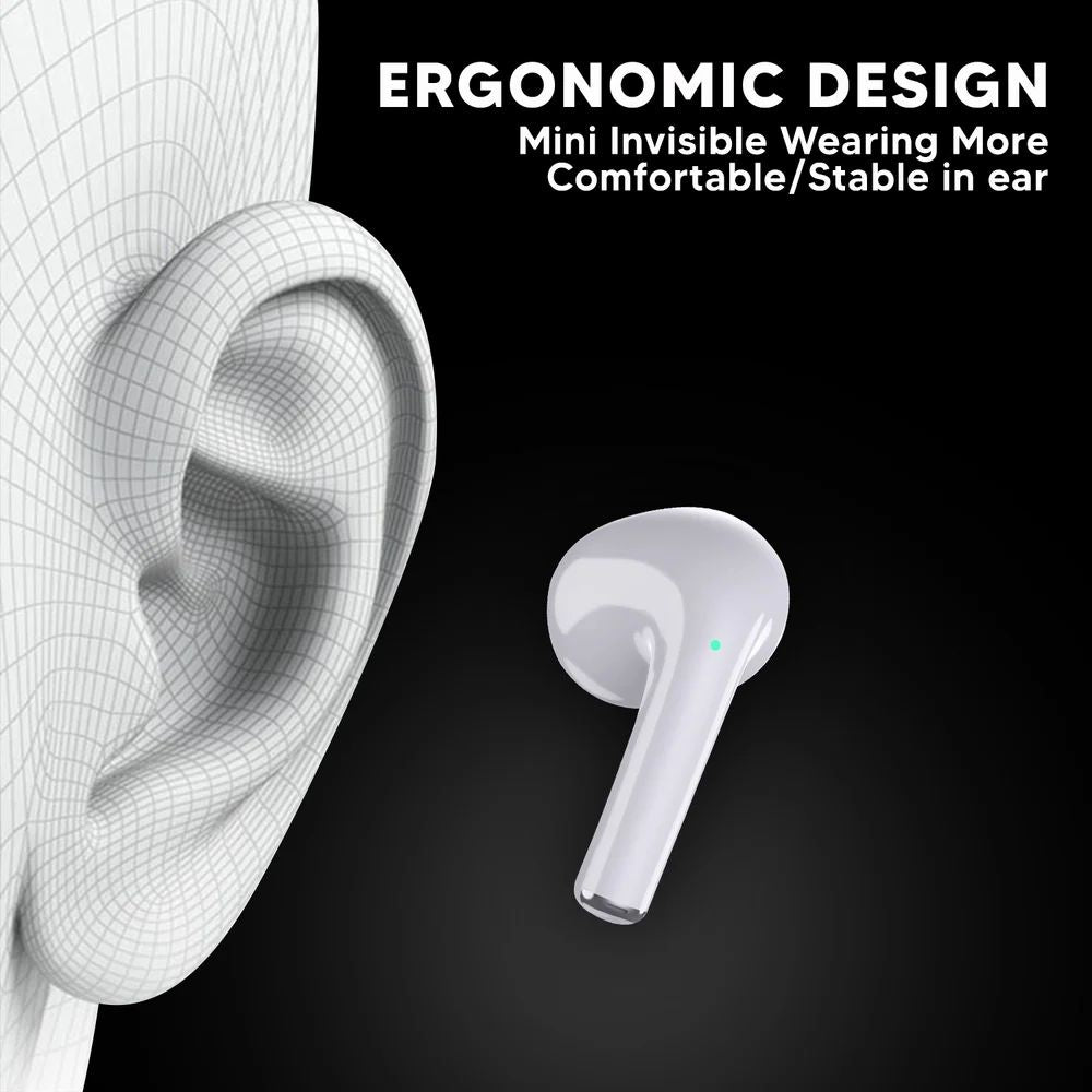 White ET 219 True Wireless Bluetooth Earbuds