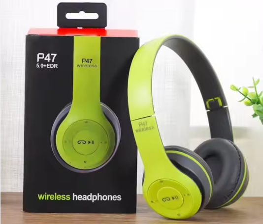 P47 Wireless Over-Ear Headphones | Foldable Bluetooth Stereo Headset with Mic