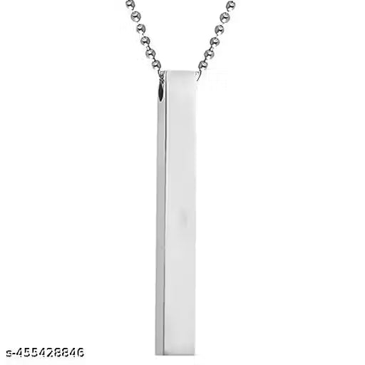 Men's Jewellery 3D Cuboid Vertical Bar/Stick Stainless Steel Locket Pendant Necklace fo Boys And Men