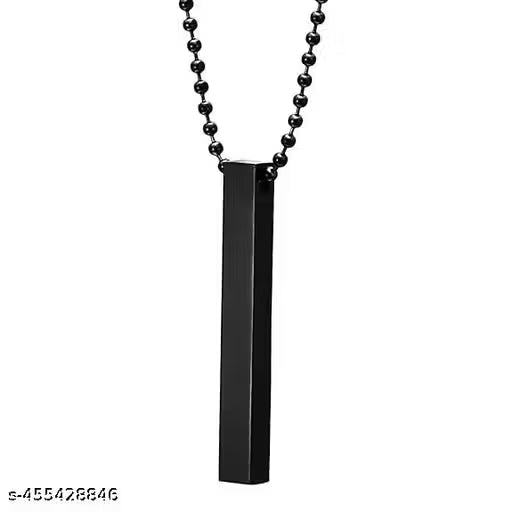 Men's Jewellery 3D Cuboid Vertical Bar/Stick Stainless Steel Locket Pendant Necklace fo Boys And Men
